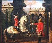 Bernardo Bellotto Colonel Piotr Konigsfels teaching Prince Jozef Poniatowski how to ride oil painting reproduction